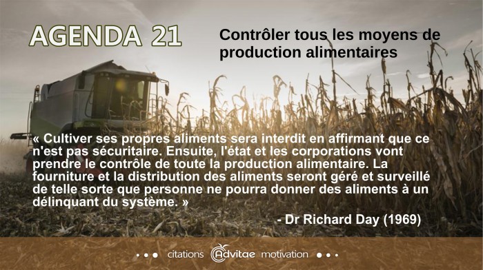 AGENDA 21: Contrler tous les moyens de production alimentaires et autres