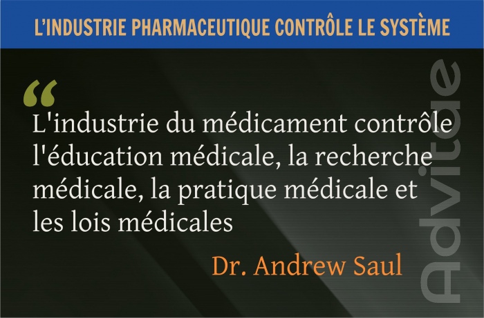 L'industrie du mdicament contrle l'ducation mdicale, la recherche mdicale, la pratique mdicale et les lois mdicales