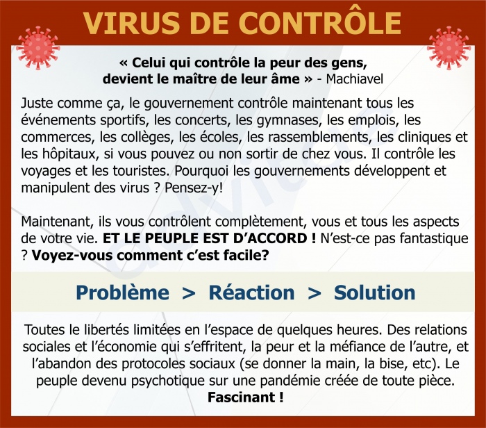 Juste comme a, le gouvernement contrle maintenant tous les vnements sportifs, les concerts, les commerces ... POUR VOTRE BIEN !