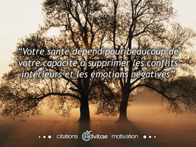 Votre santé dépend pour beaucoup de votre capacité à supprimer les conflits intérieurs et les émotions négatives