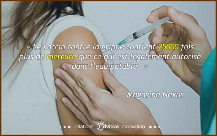 Vaccin contre la grippe, 25000 fois le mercure légalement autorisé dans l'eau potable